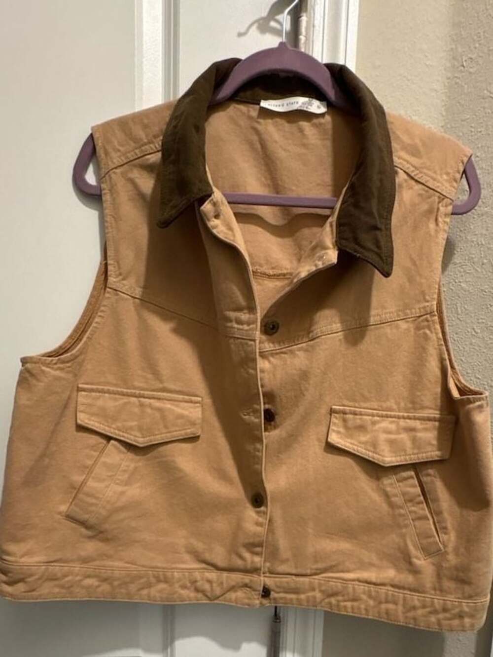 Altar'd State Canvas Sleeveless Vest with Corduroy Collar Size XL